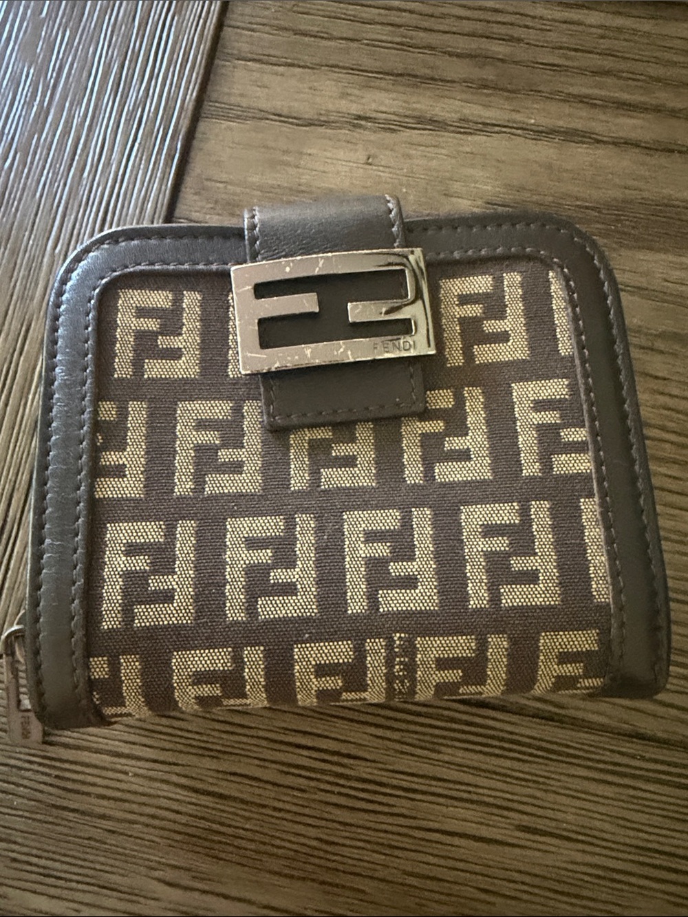 Fendi Black Text on White Canvas Mini Baguette